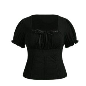 Short Sleeve Black Busier Inspired Cropped Top Size 2XL NEW NWT